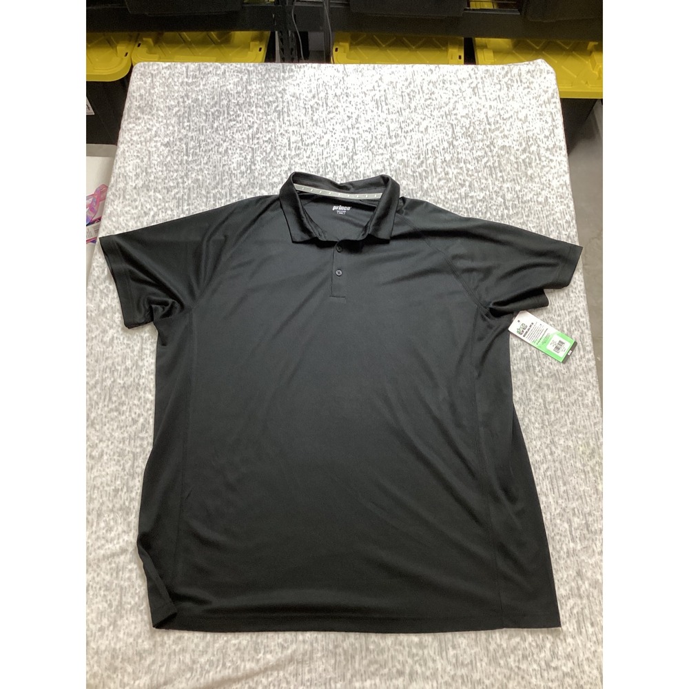 Prince Mens Match Polo Shirt Black XXL MPT11021 Tennis Activewear‎ NWT